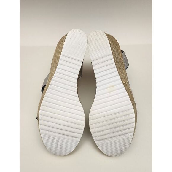 Y-Not Women's Size 10M Navy Blue/White Elastic Band Wedge Espadrille Sandals 8M - Picture 8 of 8